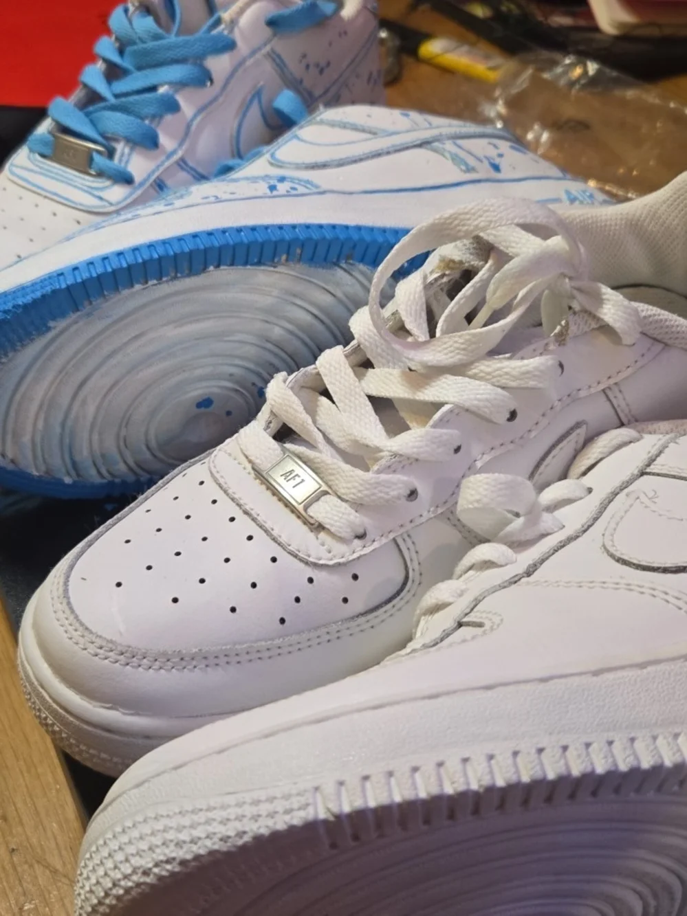 Nike Kids White Sneakers with Light Blue Accent Details
